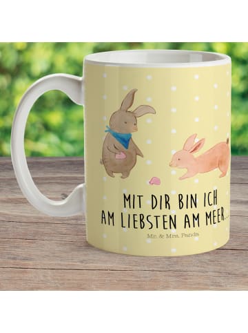Mr. & Mrs. Panda Plastikbecher Hasen Muschel mit Spruch in Gelb Pastell