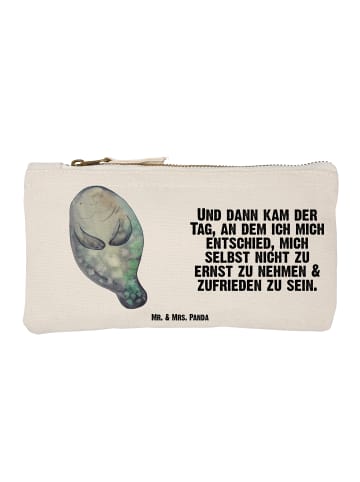 Mr. & Mrs. Panda Schminktasche Seekuh Happy mit Spruch in Weiß