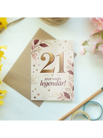 Glückwunschkarte Geburtstag 21. Geburtstag Zahl... in Weiß