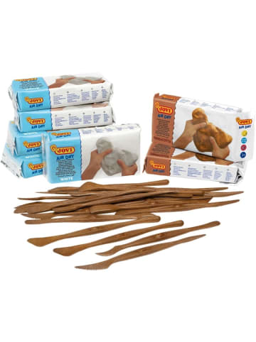 Jovi Modelliermasse lufthärtend 5x weiß + 2x terracotta + Modellierbesteck ...