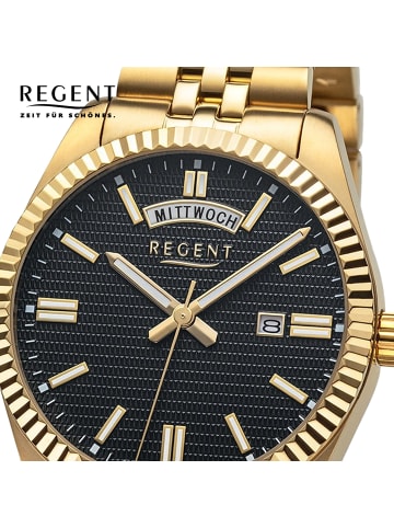 Regent Analog-Armbanduhr Regent Metallarmband gold groß (ca. 40mm)