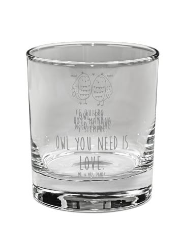 Mr. & Mrs. Panda Trinkglas Eulen Liebe mit Spruch in Transparent