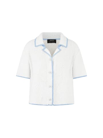 MARC CAIN COLLECTIONS Kurzarm-Cardigan mit dezentem Strickmuster in White