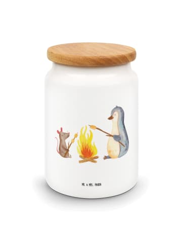 Mr. & Mrs. Panda Vorratsdose Pinguin Lagerfeuer ohne Spruch in Weiß