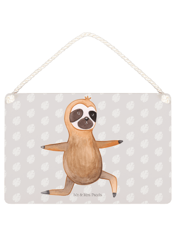 Mr. & Mrs. Panda Deko Schild Faultier Yoga ohne Spruch in Grau Pastell