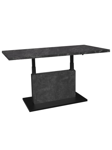 58 aufm Kessel COUCHTISCH Höhenverstellbar Else 4 120x49x70 Holz Keramikoptik Grau