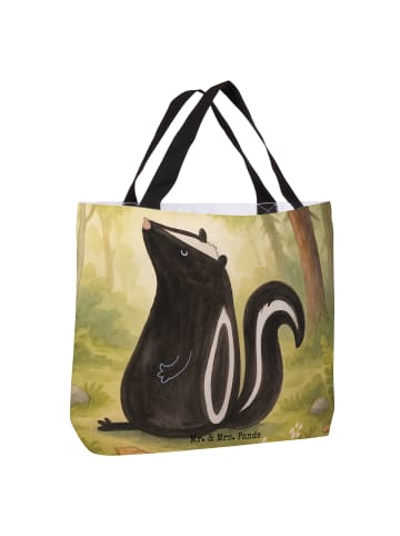 Mr. & Mrs. Panda Shopper Stinktier Sitzen Design ohne Spruch in Weiß