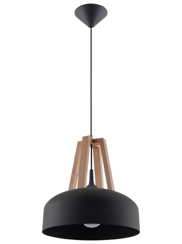 Nice Lamps Hängeleuchte OLLA in Schwarz stahl und Natural Holz moderne Lampe E27 NICE LAMPS