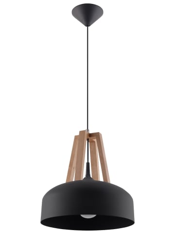 Nice Lamps Hängeleuchte OLLA in Schwarz und Holz H 85 cm