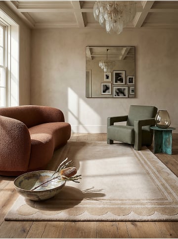 KADIMA DESIGN Teppich Wolle Handgetuftet WENSUM Grafisches Muster Wohnzimmer in Beige