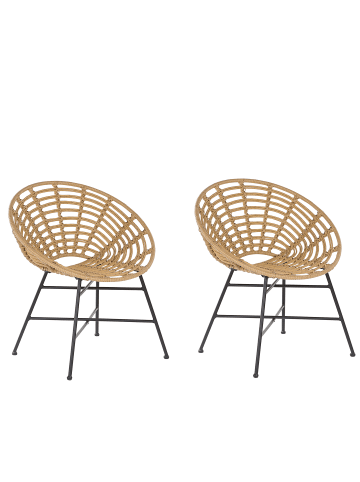 Beliani 2er-Set Gartenstuhl ACERRA in /Beige/Schwarz