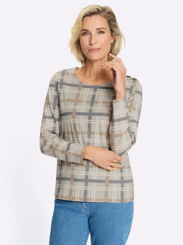 Sieh an! Rundhals-Shirt in sand-anthrazit-bedruckt