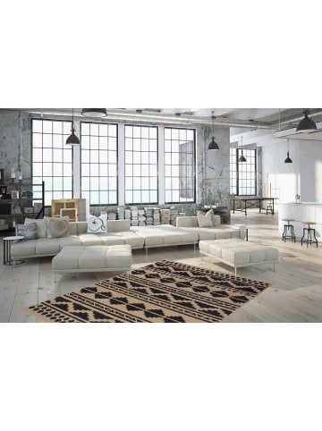 Kayoom Kurzflor Teppich Scandy 310 in schwarz - naturell - rechteckig