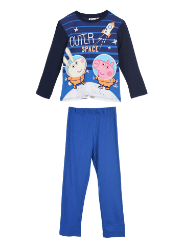 Peppa Pig Kinder Winter Schlafanzug Langarmshirt + Schlafhose in Blau
