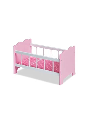 Pinolino Puppenbett Jasmin, 4-tlg. in Rosa,Weiß, 50 x 29 x 29 cm