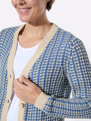 WITT WEIDEN Strickjacke in mittelblau-sand-gemustert