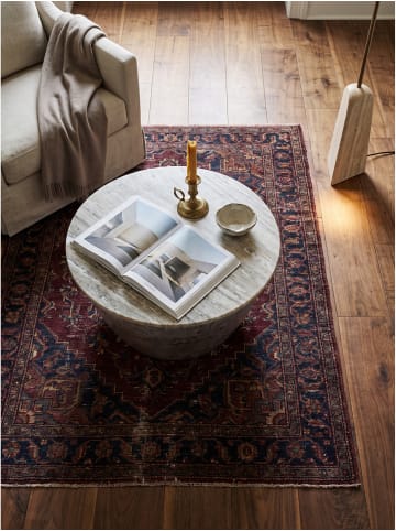 KADIMA DESIGN Couchtisch indischer Marmor, handgefertigt, Modern in Beige-Silber