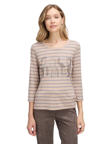 Betty Barclay Ringelshirt mit Schmucksteinen in Beige/Grau