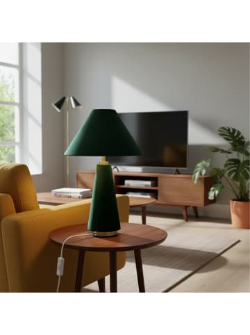 relaxdays Tischlampe in Dunkelgrün/ Gold - (H)47 x Ø 30 cm