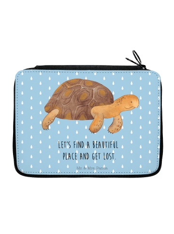 Mr. & Mrs. Panda Federtasche Schildkröte MHerzieren mit Spruch in Blau Pastell