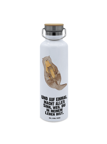Mr. & Mrs. Panda Trinkflasche Edelstahl Otter Kind mit Spruch in Weiß