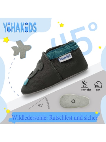 Yihakids Baby Krabbelschuhe aus Leder, weiche Lauflernschuhe mit rutschfester Sohle 