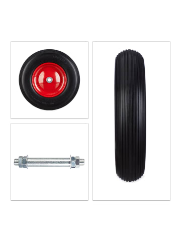 relaxdays 4x Schubkarrenrad in Schwarz/ Rot - 4.80 4.00-8
