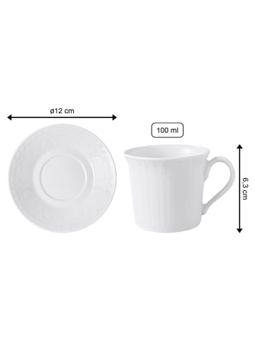 Villeroy & Boch Espressotasse mit Untertasse Cellini 100 ml weiß in weiß