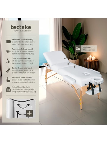 tectake 3 Zonen Massageliege  218 x 102 x 90 cm, weiß