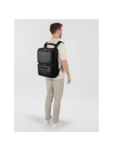 Jekyll & Hide Business-Rucksack RFID Schutz Leder 43 cm Laptopfach in black