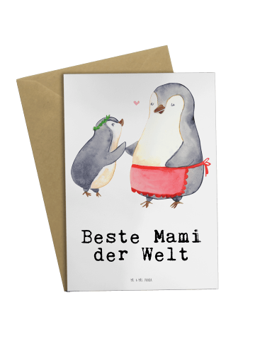 Mr. & Mrs. Panda Grußkarte Pinguin Beste Mami der Welt mit Spruch in Weiß