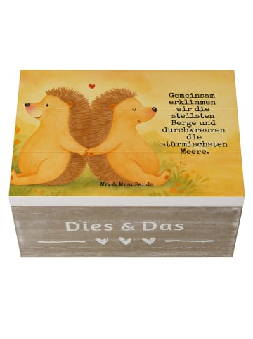 Mr. & Mrs. Panda Kiste Igel händchenhaltend Design mit Spruch in Weiß
