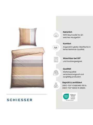 Schiesser Bettwäscheset Endy Stripes 2-teilig in Sand