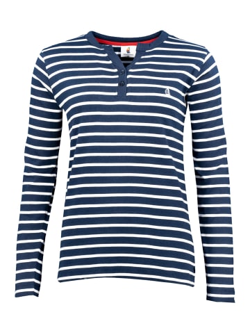 Wind Sportswear Langarm Shirt gestreift in navy-weiß