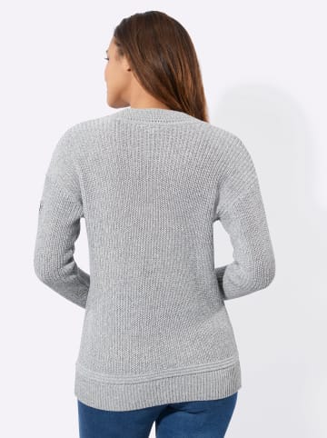 WITT WEIDEN V-Ausschnitt-Pullover in steingrau-ecru-meliert