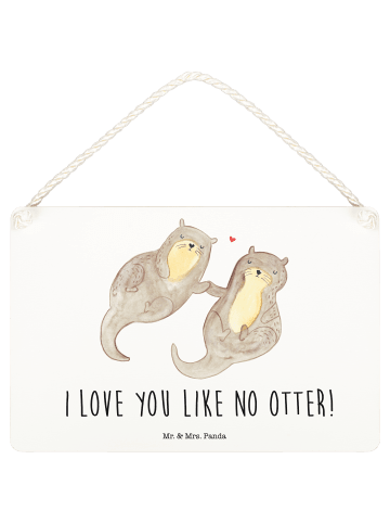 Mr. & Mrs. Panda Deko Schild Otter Hände halten mit Spruch in Transparent