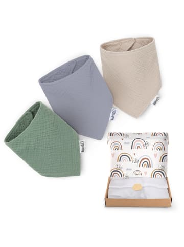 Räuberella 3er Set Musselin Lätzchen in Mint, Blau & Beige - 35 x 35cm