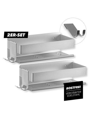 Benkstein BENKSTEIN Dusch-Organizer 2er-Set zum Kleben oder Bohren - für Shampoo, Duschge