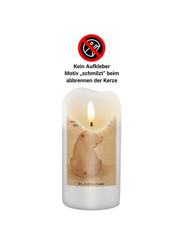Mr. & Mrs. Panda Stumpenkerze Bär Schulterblick Design mit Spruch in Weiß