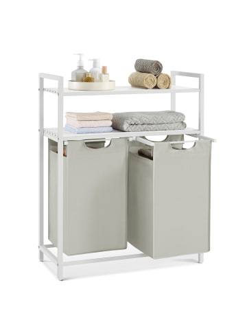 VASAGLE Wäschekorb Brenta in Weiß - (B)33 x (H)92 x (T)73 cm