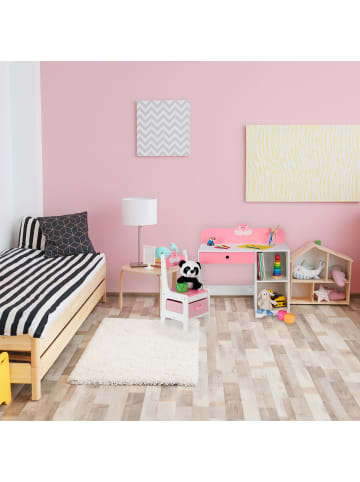 relaxdays Kinderschreibtisch "Schwan" in Rosa/ Weiß