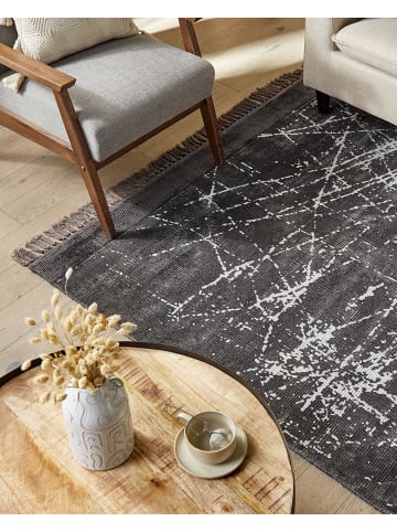 Beliani Kurzflor HANLI in Grau/Weiß - (W) 140 x (H) 0.4 x (L) 200 cm