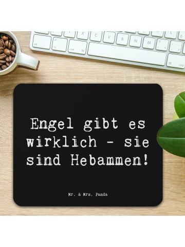 Mr. & Mrs. Panda Mouse Pad Spruch Hebamme Engel mit Spruch in Schwarz