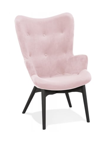 KADIMA DESIGN Ohrensessel Loungestuhl Rosa Samt Holz | Skandinavischer Stil