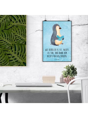 Mr. & Mrs. Panda Bild Pinguin Buch mit Spruch in Eisblau