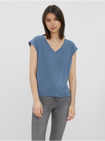 Vero Moda Basic Stretch T-Shirt V-Neck VMFILLI in Blau