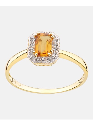 Diamant L'éternel Cluster-Ring aus 375 Gelbgold mit Diamant mit Citrin