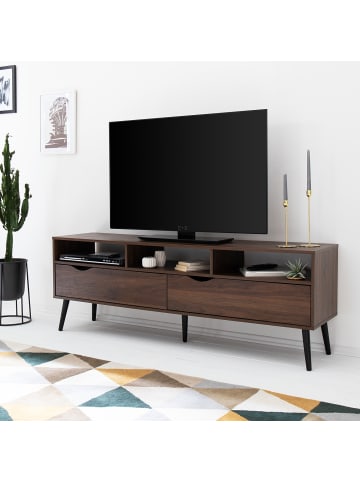 home24 home24 TV-Lowboard in Walnuss Dekor im Retro-Stil in Walnuss Dekor