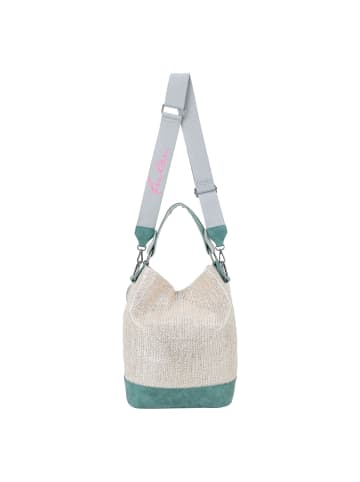 Fritzi aus Preußen Limited Painted Straw Schultertasche 27 cm in silver jade