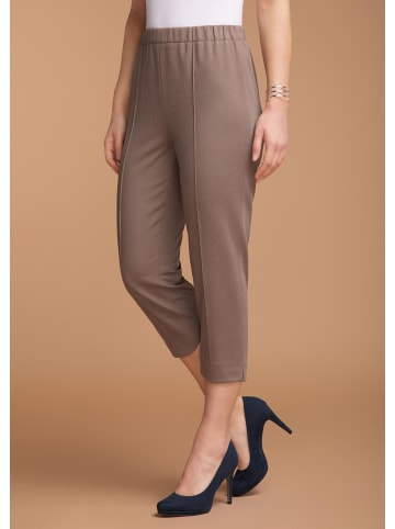 GOLDNER Kurzgröße:  Sportive 7/8-Hose mit Biesen in taupe